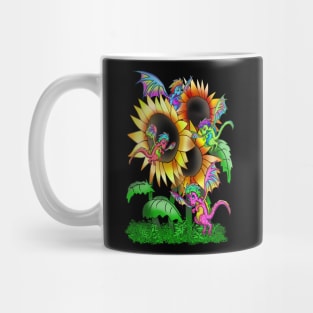 Cute little dragons and big sunflowers Mug